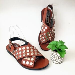 Brown Studded Sandals